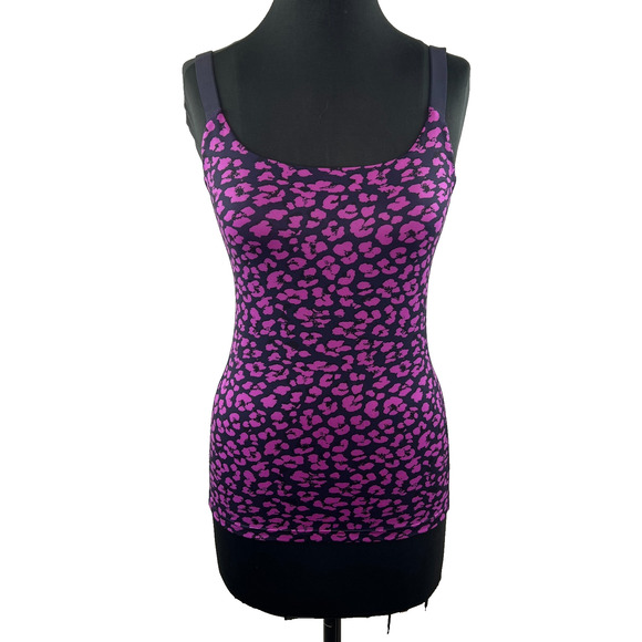 LULULEMON  Purple Cheetah Animal Print BARRE NONE Tank Top Size 6 RARE - Picture 1 of 7
